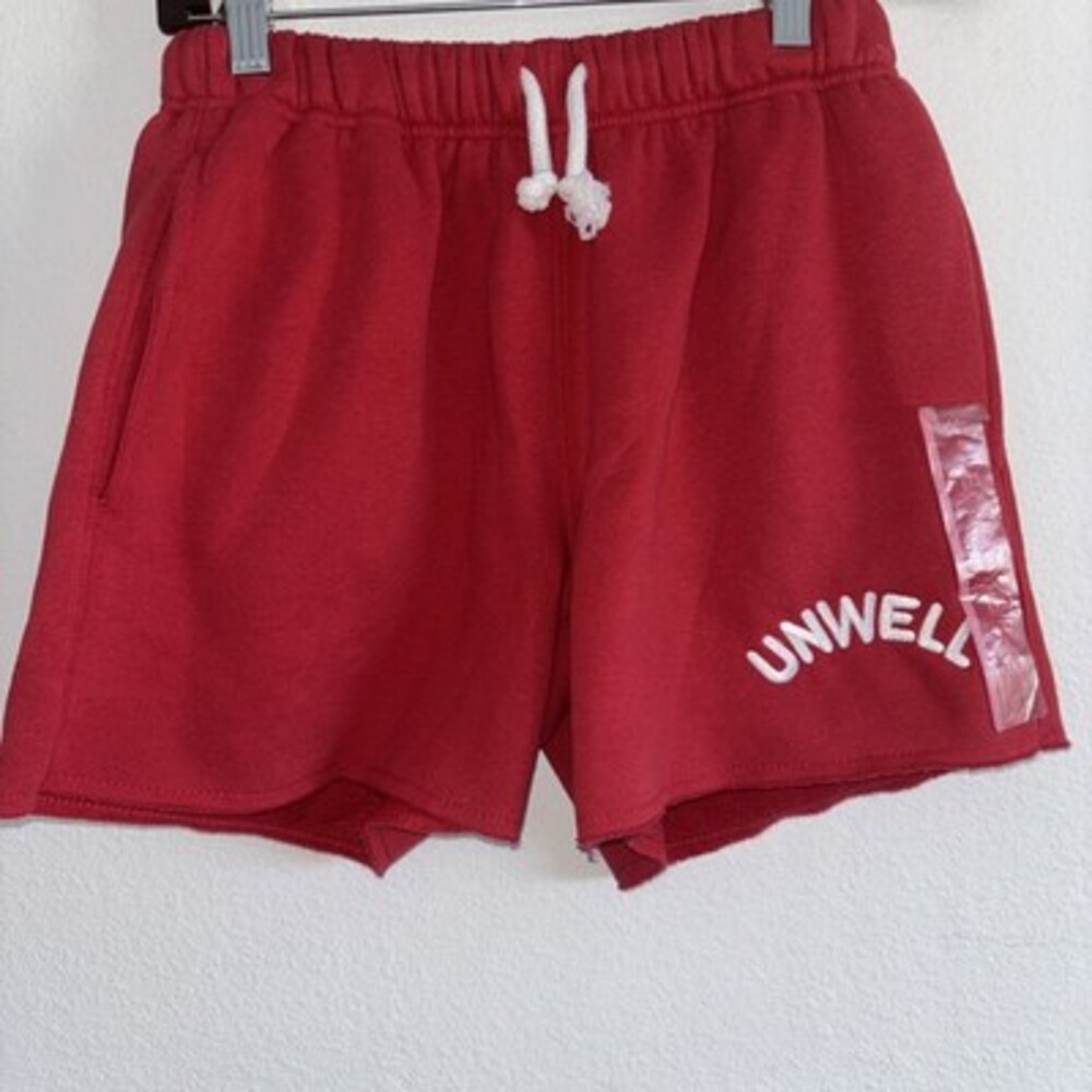 Unwell Shorts Womens Red Cotton Sweat Shorts Drawstring Size XXS NEW